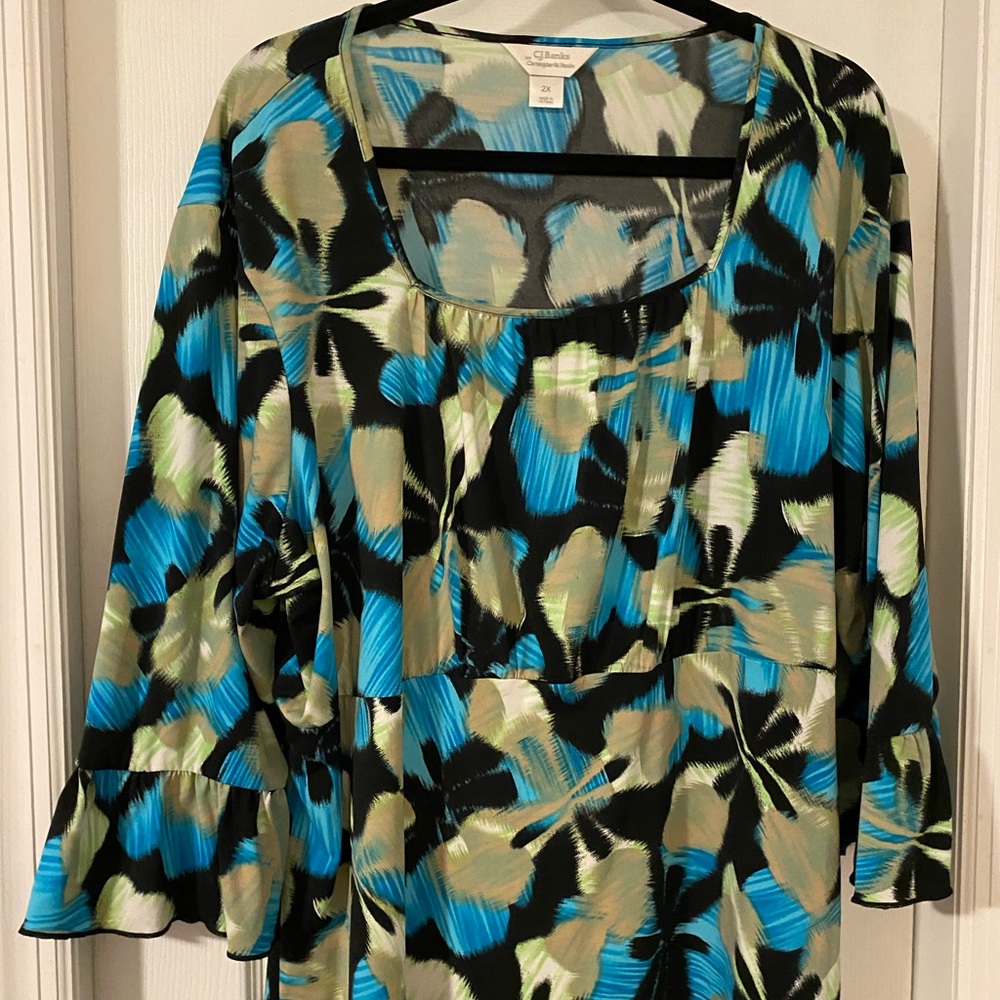 CJ Banks 3/4 sleeve size 2X multicolor